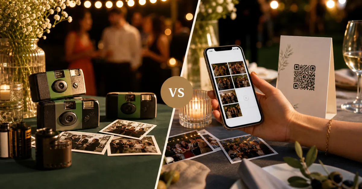 Two event photo platforms compared side by side on phones for resellers